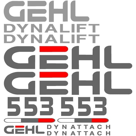 Aftermarket New Decal Set for Gehl Model 553 Dynalift Dynattach Fork Lift MAE30-0251